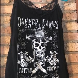 Serpentine “Dagger Dames” lace trimmed tank top